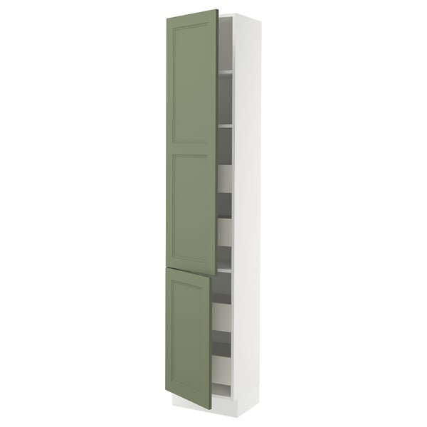 SEKTION / MAXIMERA Gabin alto 2 prtas 4 cjnes +ests, blanco/Axstad verde grisáceo, 46x37x229 cm