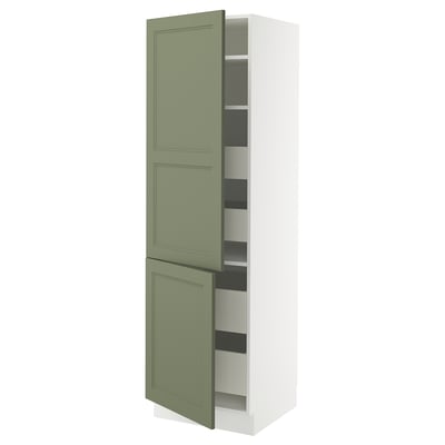 SEKTION / MAXIMERA Gabin alto 2 prtas 4 cjnes +ests, blanco/Axstad verde grisáceo, 61x61x203 cm