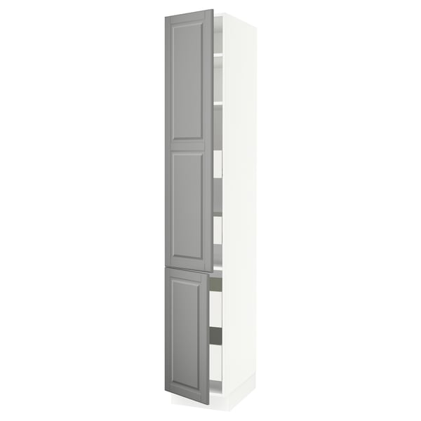 SEKTION / MAXIMERA Gabin alto 2 prtas 4 cjnes +ests, blanco/Bodbyn gris, 38x61x229 cm