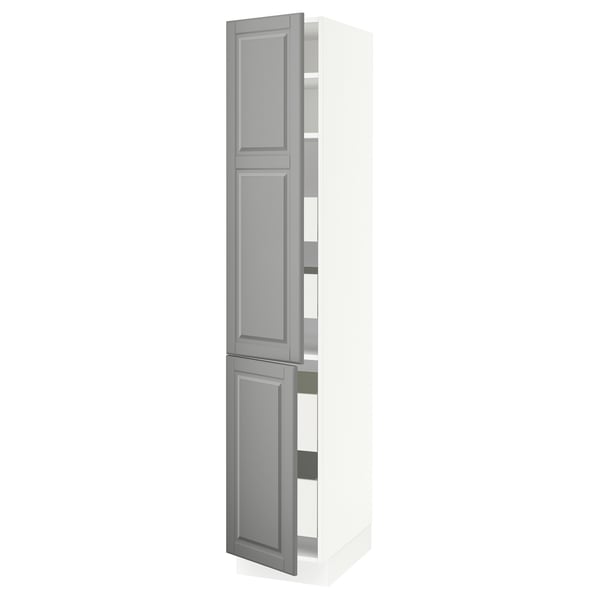 SEKTION / MAXIMERA Gabin alto 2 prtas 4 cjnes +ests, blanco/Bodbyn gris, 38x61x203 cm