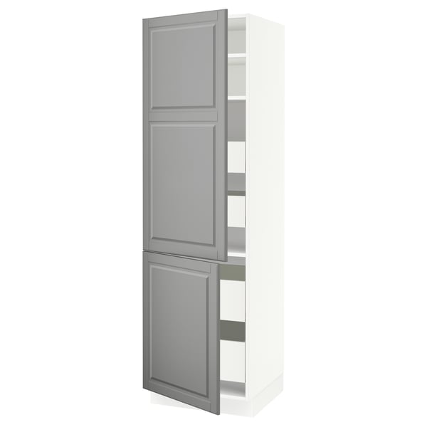 SEKTION / MAXIMERA Gabin alto 2 prtas 4 cjnes +ests, blanco/Bodbyn gris, 61x61x203 cm