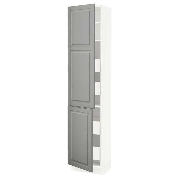 SEKTION / MAXIMERA Gabin alto 2 prtas 4 cjnes +ests, blanco/Bodbyn gris, 46x37x203 cm