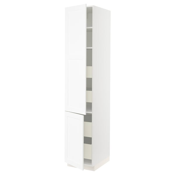 SEKTION / MAXIMERA Gabin alto 2 prtas 4 cjnes +ests, blanco Enköping/blanco efecto madera, 46x61x229 cm