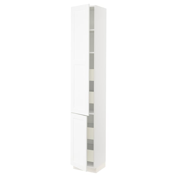 SEKTION / MAXIMERA Gabin alto 2 prtas 4 cjnes +ests, blanco Enköping/blanco efecto madera, 38x37x229 cm