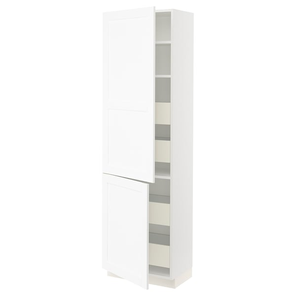 SEKTION / MAXIMERA Gabin alto 2 prtas 4 cjnes +ests, blanco Enköping/blanco efecto madera, 61x37x203 cm