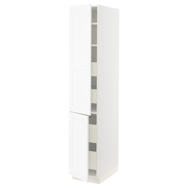 SEKTION / MAXIMERA Gabin alto 2 prtas 4 cjnes +ests, blanco Enköping/blanco efecto madera, 38x61x203 cm