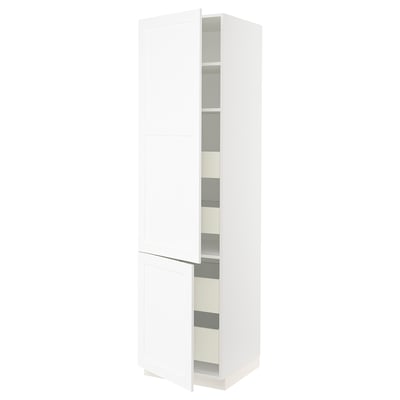 SEKTION / MAXIMERA Gabin alto 2 prtas 4 cjnes +ests, blanco Enköping/blanco efecto madera, 61x61x229 cm