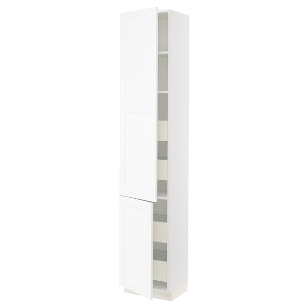 SEKTION / MAXIMERA Gabin alto 2 prtas 4 cjnes +ests, blanco Enköping/blanco efecto madera, 46x37x229 cm