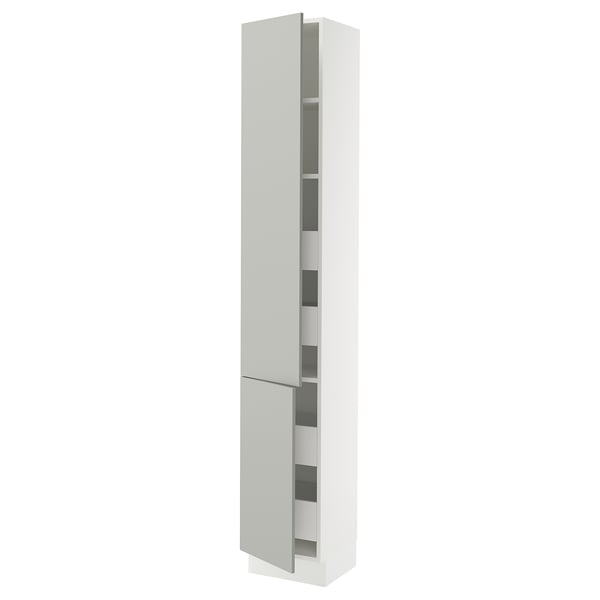 SEKTION / MAXIMERA Gabin alto 2 prtas 4 cjnes +ests, blanco/Havstorp gris claro, 38x37x229 cm