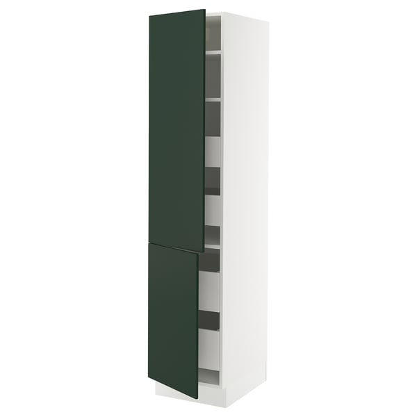 SEKTION / MAXIMERA Gabin alto 2 prtas 4 cjnes +ests, blanco/Havstorp Verde oscuro, 46x61x203 cm