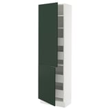 SEKTION / MAXIMERA Gabin alto 2 prtas 4 cjnes +ests, blanco/Havstorp Verde oscuro, 61x37x203 cm