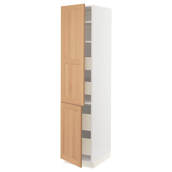 SEKTION / MAXIMERA Gabin alto 2 prtas 4 cjnes +ests, blanco/Vedhamn roble, 46x61x203 cm