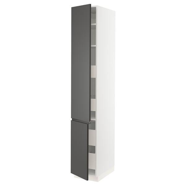 SEKTION / MAXIMERA Gabin alto 2 prtas 4 cjnes +ests, blanco/Voxtorp gris oscuro, 38x61x229 cm