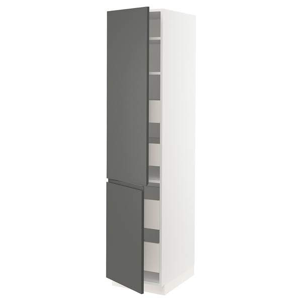 SEKTION / MAXIMERA Gabin alto 2 prtas 4 cjnes +ests, blanco/Voxtorp gris oscuro, 46x61x203 cm
