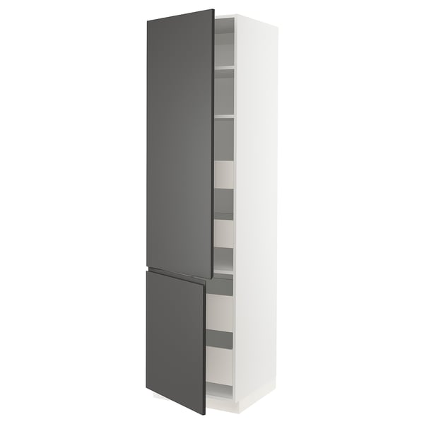 SEKTION / MAXIMERA Gabin alto 2 prtas 4 cjnes +ests, blanco/Voxtorp gris oscuro, 61x61x229 cm
