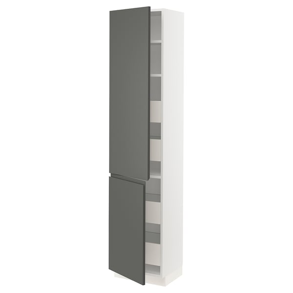 SEKTION / MAXIMERA Gabin alto 2 prtas 4 cjnes +ests, blanco/Voxtorp gris oscuro, 46x37x203 cm