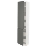 SEKTION / MAXIMERA Gabin alto 2 prtas 4 cjnes +ests, blanco/Voxtorp gris oscuro, 46x37x203 cm