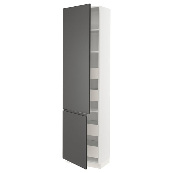 SEKTION / MAXIMERA Gabin alto 2 prtas 4 cjnes +ests, blanco/Voxtorp gris oscuro, 61x37x229 cm