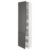 SEKTION / MAXIMERA Gabin alto 2 prtas 4 cjnes +ests, blanco/Voxtorp gris oscuro, 61x37x229 cm