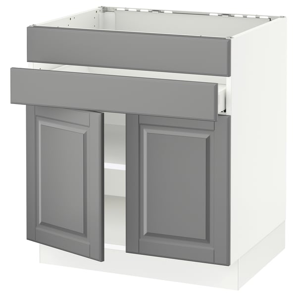 SEKTION / MAXIMERA Gabin bajo p/parilla 2 prts 1 cjn, blanco/Bodbyn gris, 76x61x76 cm
