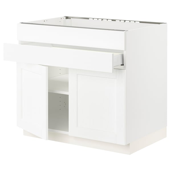SEKTION / MAXIMERA Gabin bajo p/parilla 2 prts 1 cjn, blanco Enköping/blanco efecto madera, 91x61x76 cm