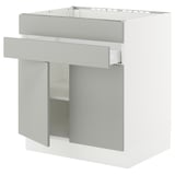 SEKTION / MAXIMERA Gabin bajo p/parilla 2 prts 1 cjn, blanco/Havstorp gris claro, 76x61x76 cm