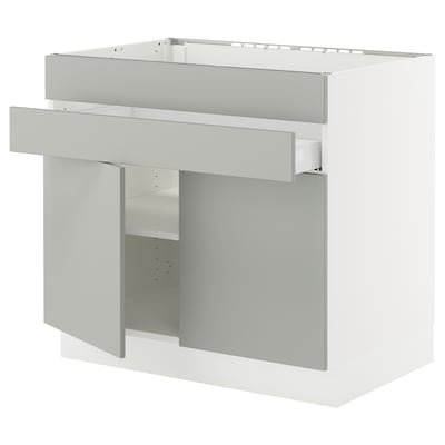 SEKTION / MAXIMERA Gabin bajo p/parilla 2 prts 1 cjn, blanco/Havstorp gris claro, 91x61x76 cm