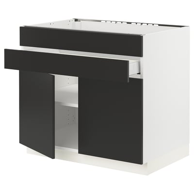 SEKTION / MAXIMERA Gabin bajo p/parilla 2 prts 1 cjn, blanco/Nickebo Carbón mate, 91x61x76 cm