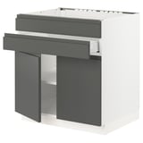 SEKTION / MAXIMERA Gabin bajo p/parilla 2 prts 1 cjn, blanco/Voxtorp gris oscuro, 76x61x76 cm