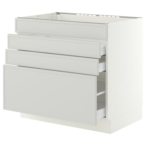 SEKTION / MAXIMERA Gabin bajo p/parilla 3 cajones, blanco/Aspudden gris claro, 91x61x76 cm