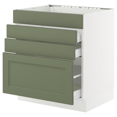 SEKTION / MAXIMERA Gabin bajo p/parilla 3 cajones, blanco/Axstad verde grisáceo, 76x61x76 cm