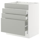 SEKTION / MAXIMERA Gabin bajo p/parilla 3 cajones, blanco/Havstorp gris claro, 76x61x76 cm