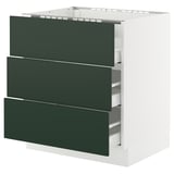 SEKTION / MAXIMERA Gabin bajo p/parilla 3 cajones, blanco/Havstorp Verde oscuro, 76x61x76 cm