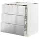 SEKTION / MAXIMERA Gabin bajo p/parilla 3 cajones, blanco/Nogsta ac inox, 76x61x76 cm