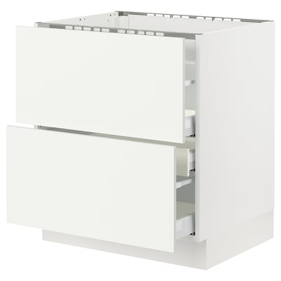 SEKTION / MAXIMERA Gabin bajo p/parilla 3 cajones, blanco/Vallstena blanco, 76x61x76 cm