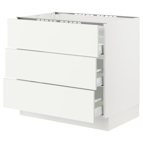 SEKTION / MAXIMERA Gabin bajo p/parilla 3 cajones, blanco/Vallstena blanco, 91x61x76 cm