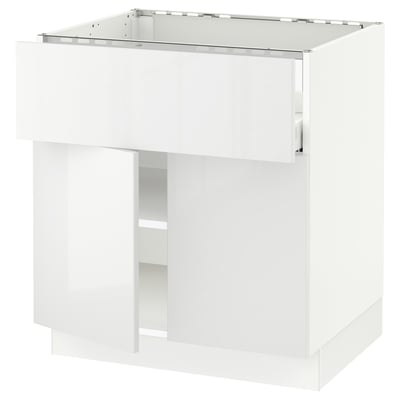 SEKTION / MAXIMERA Gabin bajo p/parrilla 2 prtas 1 cjn, blanco/Ringhult blanco, 76x61x76 cm