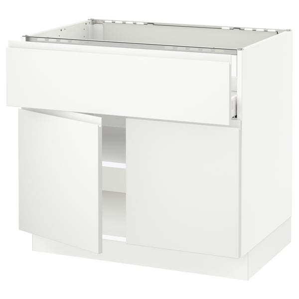 SEKTION / MAXIMERA Gabin bajo p/parrilla 2 prtas 1 cjn, blanco/Voxtorp blanco mate, 91x61x76 cm