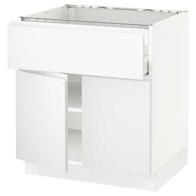 SEKTION / MAXIMERA Gabin bajo p/parrilla 2 prtas 1 cjn, blanco/Voxtorp blanco mate, 76x61x76 cm