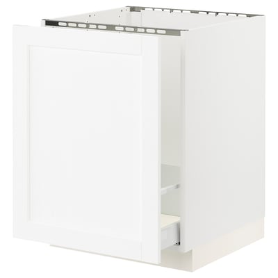 SEKTION / MAXIMERA Gabin bajo p/ tarja y bote basura, blanco Enköping/blanco efecto madera, 61x61x76 cm