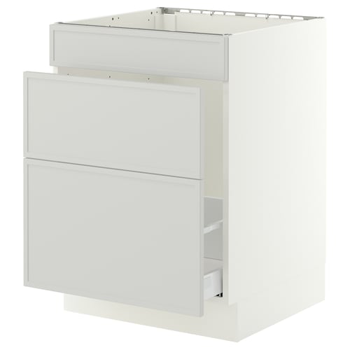 SEKTION / MAXIMERA Gabin bajo p/tarja y bote de basura, blanco/Aspudden gris claro, 61x61x76 cm