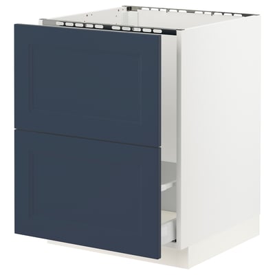SEKTION / MAXIMERA Gabin bajo p/tarja y bote de basura, blanco Axstad/mate azul, 61x61x76 cm