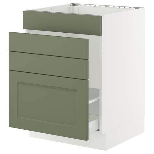 SEKTION / MAXIMERA Gabin bajo p/tarja y bote de basura, blanco/Axstad verde grisáceo, 61x61x76 cm