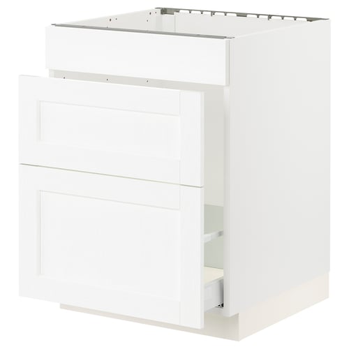 SEKTION / MAXIMERA Gabin bajo p/tarja y bote de basura, blanco Enköping/blanco efecto madera, 61x61x76 cm