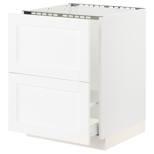 SEKTION / MAXIMERA Gabin bajo p/tarja y bote de basura, blanco Enköping/blanco efecto madera, 61x61x76 cm