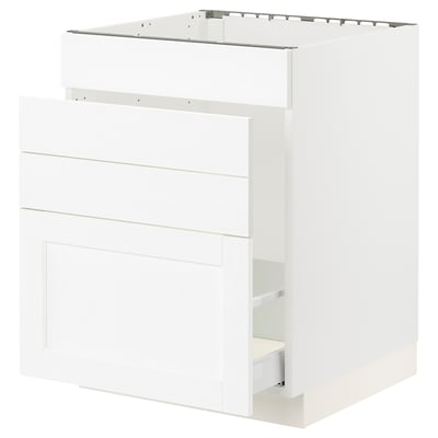 SEKTION / MAXIMERA Gabin bajo p/tarja y bote de basura, blanco Enköping/blanco efecto madera, 61x61x76 cm