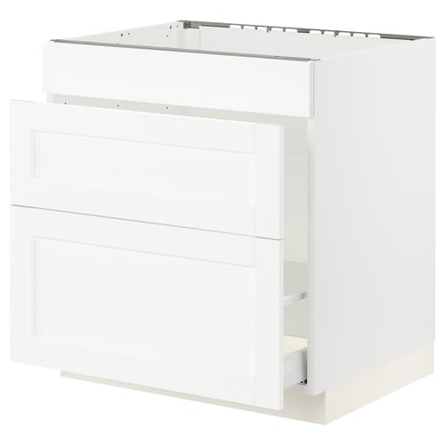 SEKTION / MAXIMERA Gabin bajo p/tarja y bote de basura, blanco Enköping/blanco efecto madera, 76x61x76 cm