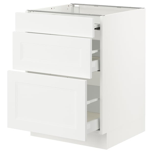 SEKTION / MAXIMERA Gabin bajo sup extensible 2 cajnes, blanco/Axstad blanco mate, 61x61x76 cm