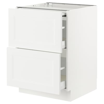 SEKTION / MAXIMERA Gabin bajo sup extensible 2 cajnes, blanco/Axstad blanco mate, 61x61x76 cm
