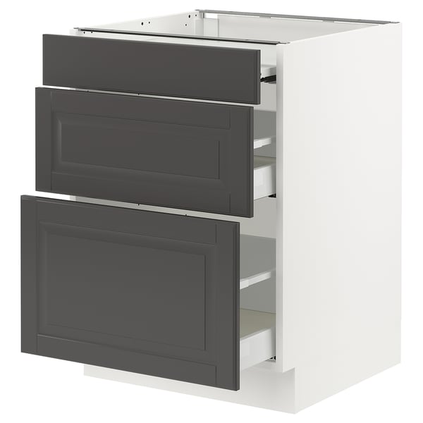 SEKTION / MAXIMERA Gabin bajo sup extensible 2 cajnes, blanco/Bodbyn gris, 61x61x76 cm